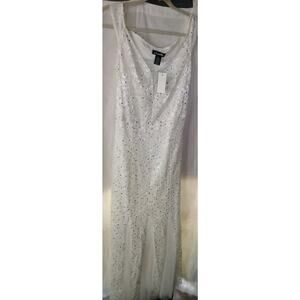 Candalite Womens White Wedding Lace Dress Large